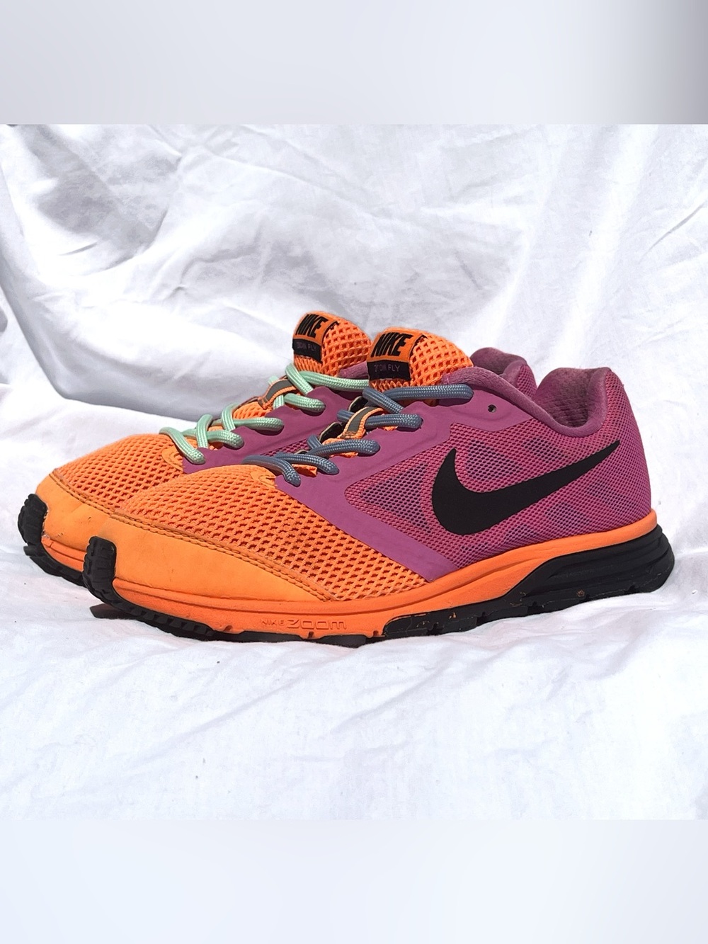 Nike Zoom Fly Orange Purple Running Shoes w/ Custom Extra Laces Women’s - Picture 6 of 14